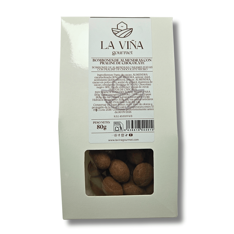 Bombones Gourmet de Almendras y Praliné de Chocolate Negro | La Viña Gourmet